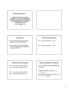 Binary Operations Discussion Power Set Operation Whole Number
