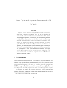 Novel Cyclic and Algebraic Properties of AES