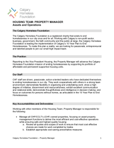 HOUSING TEAM: PROPERTY MANAGER Assets and Operations