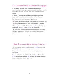 4.7: Closure Properties of Context-free Languages Basic Grammars