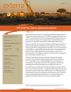 PITnPORTAL Option Agreement Update