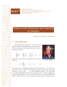 Riemann zeta function - Departament de matemàtiques