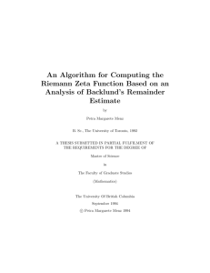 An Algorithm for Computing the Riemann Zeta Function Based on