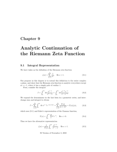 Analytic Continuation of the Riemann Zeta Function