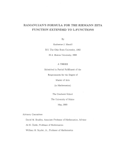 ramanujan`s formula for the riemann zeta function extended to l