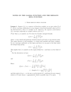 NOTES ON THE GAMMA FUNCTION AND THE RIEMANN ZETA