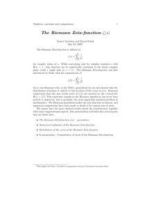 The Riemann Zeta-function ζ(s) - Numbers, constants and computation