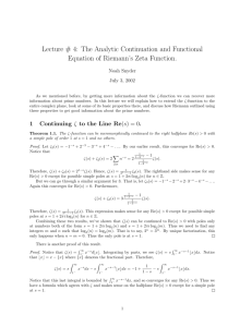Lecture # 4: The Analytic Continuation and Functional Equation of