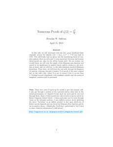 Numerous Proofs of ζ(2) =