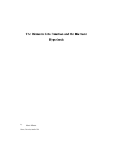 The Riemann Zeta Function and the Riemann Hypothesis