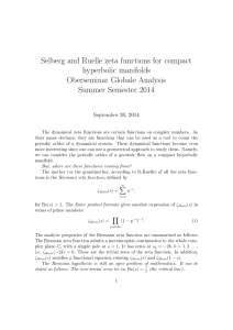 Selberg and Ruelle zeta functions for compact hyperbolic manifolds