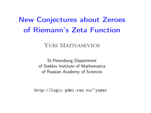 New Conjectures about Zeroes of Riemann`s Zeta Function