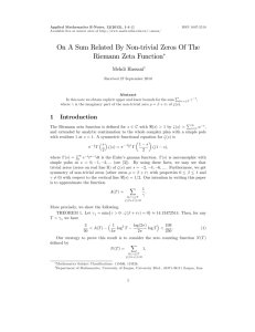 On A Sum Related By Non$trivial Zeros Of The Riemann Zeta Function