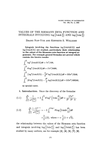 VALUES OF THE RIEMANN ZETA FUNCTION AND INTEGRALS