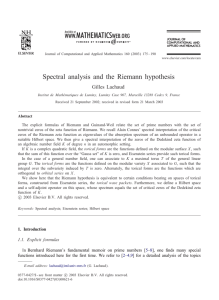 Spectral analysis and the Riemann hypothesis