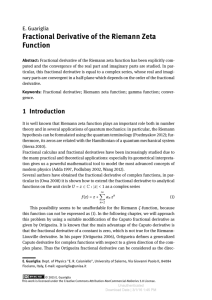 Fractional Derivative of the Riemann Zeta Function