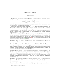 DIRICHLET SERIES The Riemann zeta-function ζ(s) and Dirichlet L