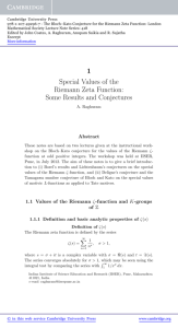 1 Special Values of the Riemann Zeta Function: Some