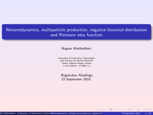 Multiparticle production, negative binomial distribution and Riemann