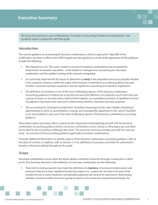 Accounting for Business Combinations Executive Summary