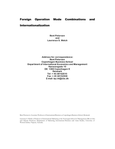 Foreign Operation Mode Combinations and Internationalization