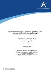 Numbers achieving 3 A grades in specific A