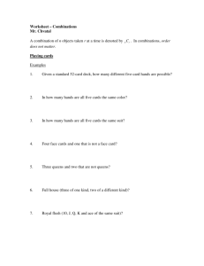 Worksheet – Combinations Mr. Chvatal A combination of n objects