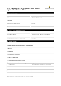 Application form for municipalities, county councils, regions and
