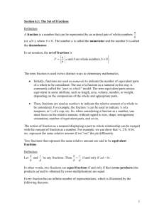 The Set of Fractions numerator