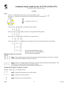 Arithmetic Study Guide for the ACCUPLACER (CPT)