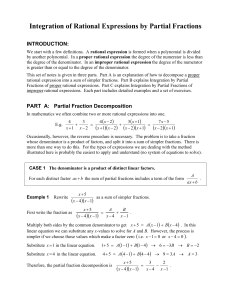 Integration of Rational Expressions by Partial Fractions