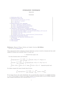 INTEGRATION TECHNIQUES Math 101 Contents 1. Substitution