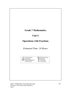 Grade 7 Mathematics Unit 5 Operations with Fractions Estimated