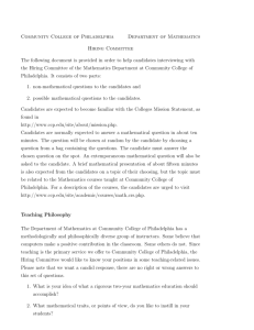 Questions for Candidates: Mathematical and Non