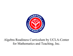 Algebra Readiness Curriculum by UCLA