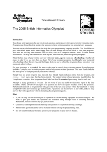 British Informatics Olympiad - Round One