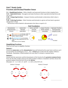 Fraction and Decimal Sense Study Guide