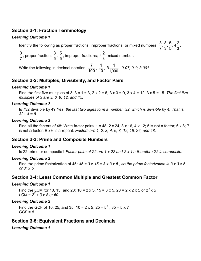 Section 3 1 Fraction Terminology Section 3