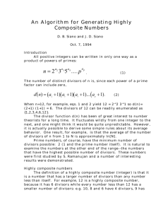 An Algorithm for Generating Highly Composite Numbers