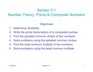 Section 5.1 Number Theory: Prime & Composite Numbers