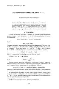 ON COMPOSITE INTEGERS n FOR WHICH ϕ(n) | n−1 1