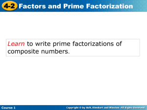 4-2 Factors and Prime Factorization