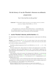 On the history of van der Waerden`s theorem on arithmetic