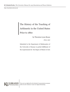 The History of the Teaching of Arithmetic in the United States Prior to