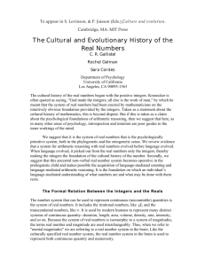 The Cultural and Evolutionary History of the Real Numbers