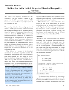 From the Archives… Subtraction in the United States: An Historical