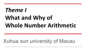 Theme I What and Why of Whole Number Arithmetic