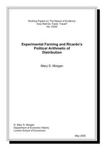 Experimental Farming and Ricardo`s Political Arithmetic of Distribution
