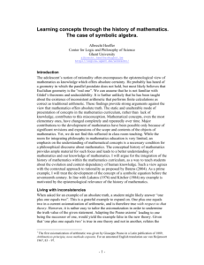 Learning concepts through the history of mathematics. The case of