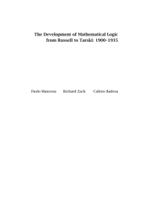 The Development of Mathematical Logic from Russell to Tarski